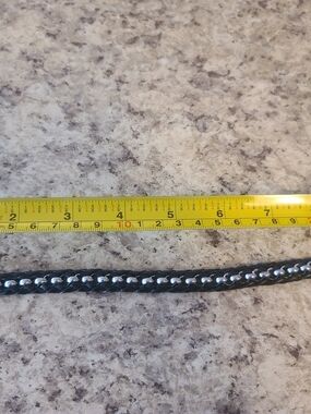 Source Unknown Black Braided Leather and Silver-Tone Chain Bracelet